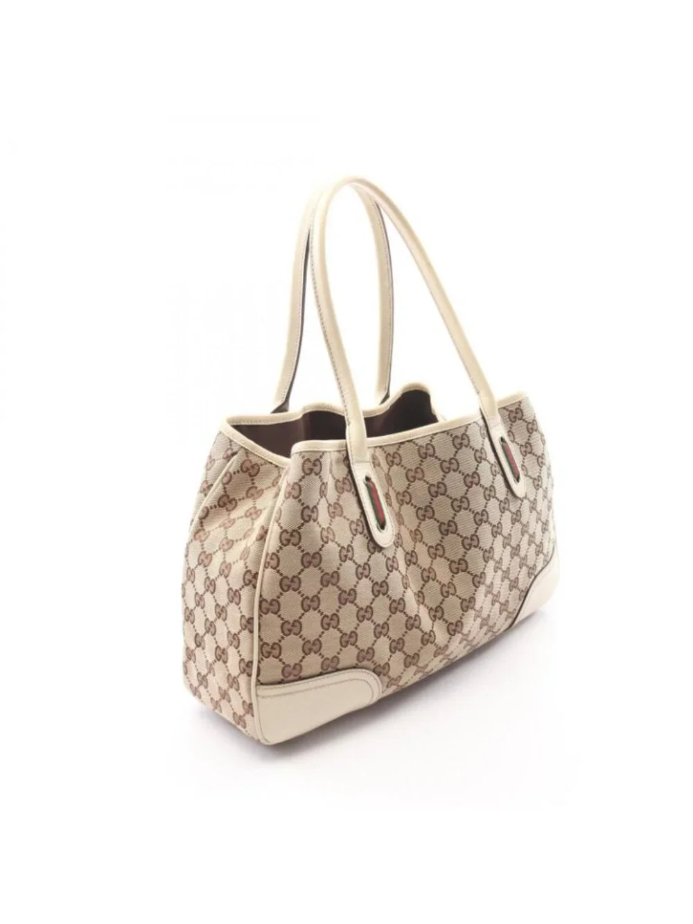 Gucci Tote Princi Sherry Line GG Canvas Ivory Beige Brown